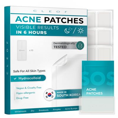 Hydrocolloid Pimple Patches (Made in Korea) FSA/HSA Eligible, Vegan, Hypoallergenic, Cruelty-Free | Acne Stickers, Overnight Treatment - for Zits, Spots, Pimples, Whiteheads (10 Count, XL Patches)