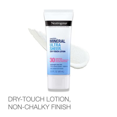 Neutrogena Mineral UltraSheer Dry-Touch SPF 30 Sunscreen Lotion, Water-Resistant Broad-Spectrum UVA/UVB Protection, Skin Nourishing, Lightweight With Vitamin E, Oxybenzone-Free, 3.0 fl. oz