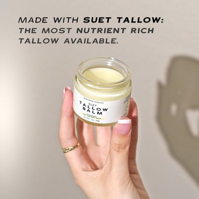 TRADITIONAL NUTRIENTS Suet Beef Tallow + Raw Honey Balm for Skin with Vanilla Essential Oil, Natural Grass Fed Tallow Moisturizer for Face and Body (4 Ounce)