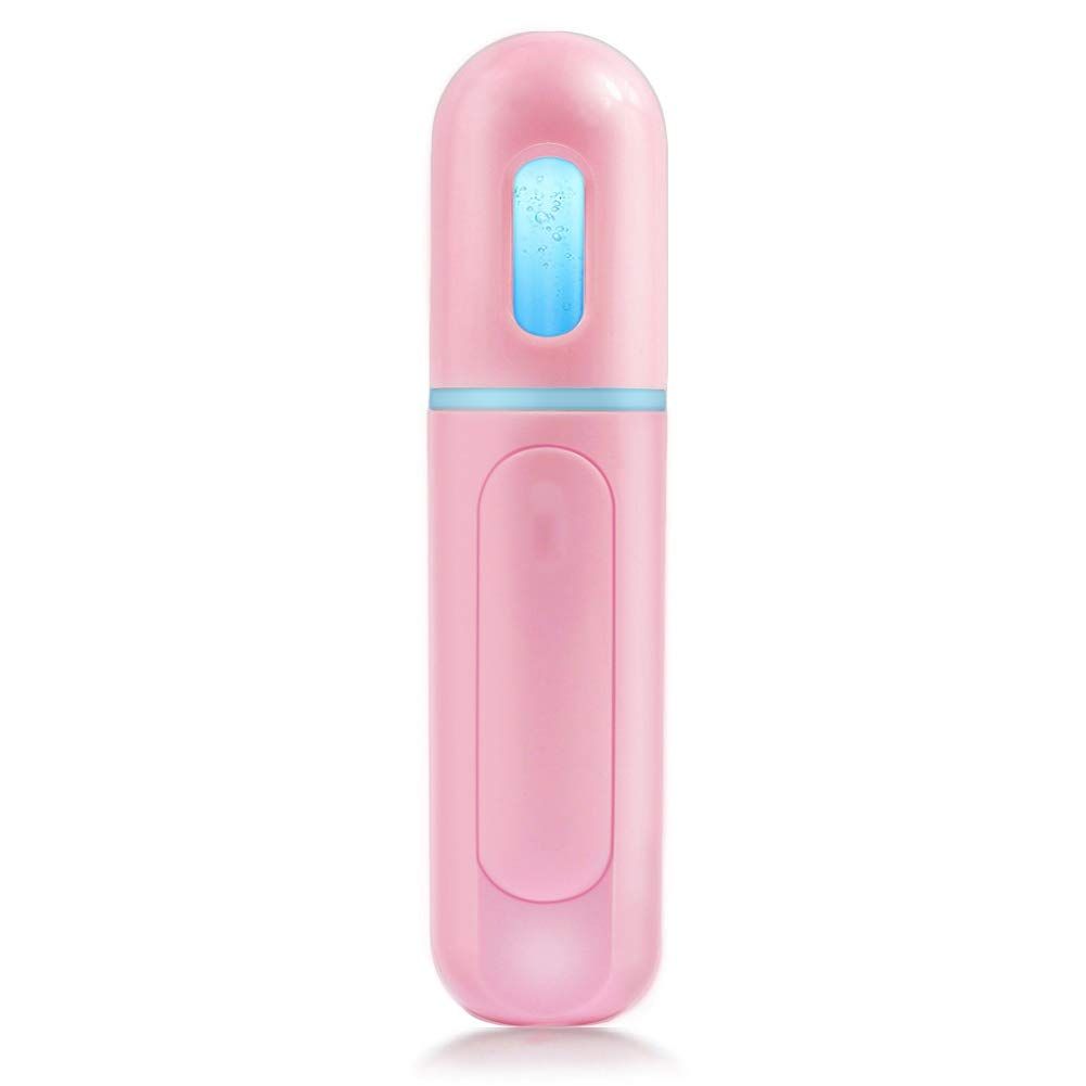 Nano Facial Mister, Portable Mini Cool Mist Facial Steamer Moisturizing Hydrating Face Sprayer for Skin Care, Makeup, Cleaning PoresEyelash ExtensionsSummer Cool (Pink)