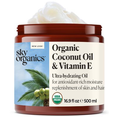 Sky Organics - Organic Coconut Oil &amp; Vitamin E, 16.9 fl oz - Skin &amp; Hair Ultra-Hydrating Oil - Fatty Acids &amp; Antioxidants - Natural, Vegan &amp; Cruelty Free - Skin Care &amp; Hair Care
