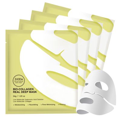 WEILNELL Bio-Collagen Face Mask, Deep Collagen Anti Wrinkle Lifting Mask, Overnight Hydrating Facial Treatments &amp; Masks for Women - Firming and Moisturizing, Korean Skin Care, 34g x4ea