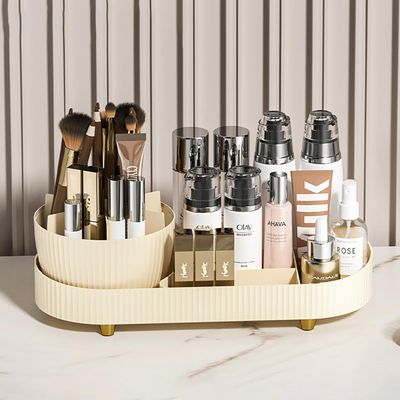 WEECRON Rotating Makeup Organizer Capacity Cosmetic Display Case Skin Care Holder for Countertop Vanity Desk, White