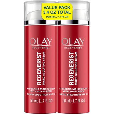 Olay Face Moisturizer Regenerist Microsculpting Cream With SPF 30 Sunscreen for Advanced Anti-Aging, 1.7 Fluid Ounce (Pack of 2)