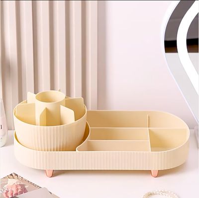 WEECRON Rotating Makeup Organizer Capacity Cosmetic Display Case Skin Care Holder for Countertop Vanity Desk, White