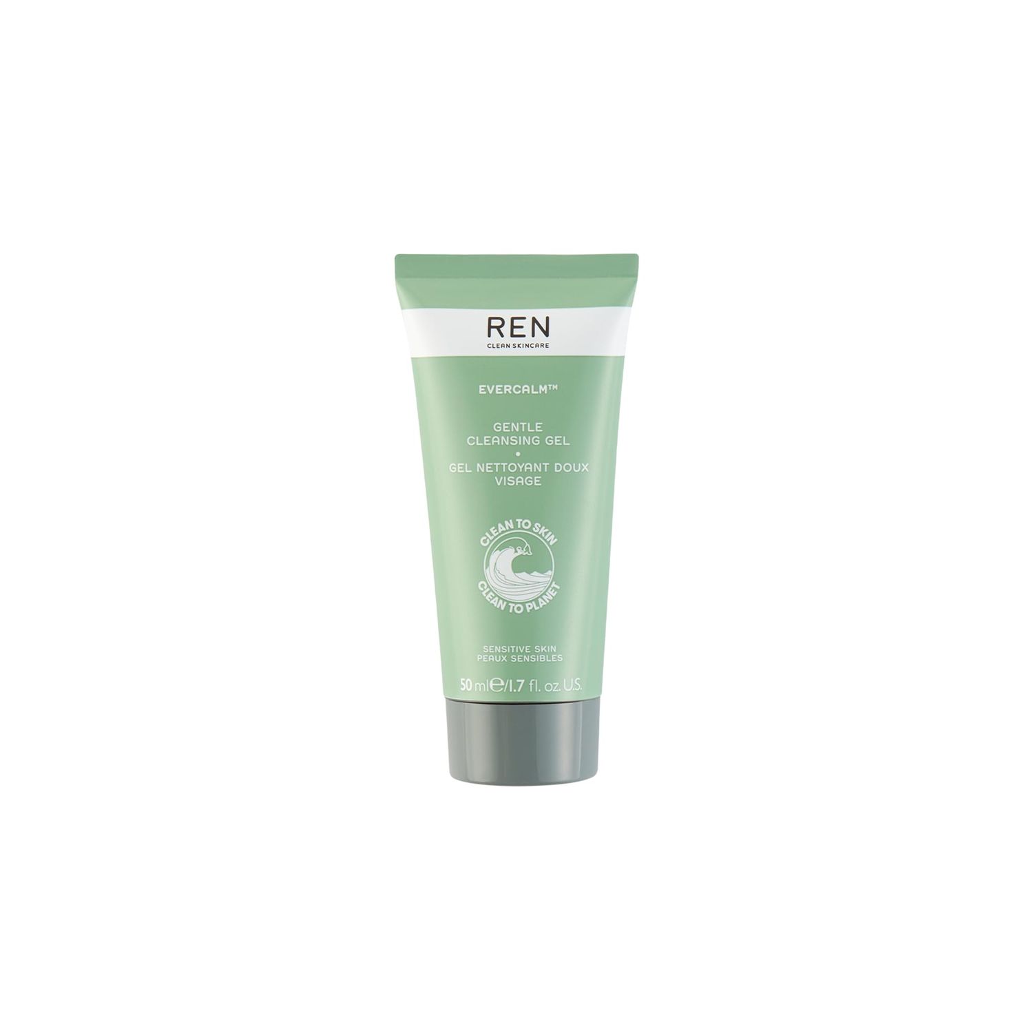 REN Clean Skincare Evercalm Mini Gentle Facial Cleansing Gel - Non-Stripping Cleanser, Proven to Instantly Leave Skin Feeling Fresh &amp; Comfortable, Formulated for Sensitive, Oily or Combination Skin