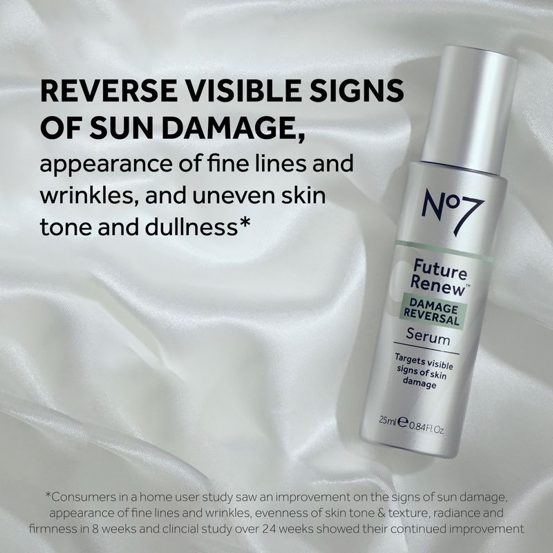 No7 Future Renew Damage Reversal Serum - Anti-Aging Face Serum for Glowing Skin - Hyaluronic Acid + Niacinamide for Sun Damage Reversal - Dermatologist-Approved, Sensitive Skin Suitable (0.84 Fl Oz)