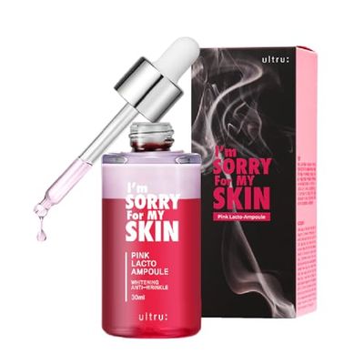 I&#39;M SORRY FOR MY SKIN Facial Skin Ampoule, Korean Skin Care Serum for Face with Centella Asiatica and Hyaluronic Acid, Moisturizing &amp; Glowing Effect (Pink Lacto Ampoule)