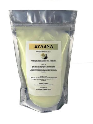 Yajna Organic Raw African Shea Butter 100% Pure,Natural &amp; Unrefined| Skin Moisturizer For Face, Body &amp; Hair| 1 LBS/450 GM Ivory/White Grade A | DIY Creams, Balms, Lotions, Soaps| Moisturizes Dry Skin