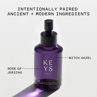 Keys Soulcare Reviving Aura Mist, Revitalizing Facial Spray Hydrates, Tones, Refreshes &amp; Renews Skin, Vegan, Cruelty-Free, Rose Scent, 3.72 Fl Oz