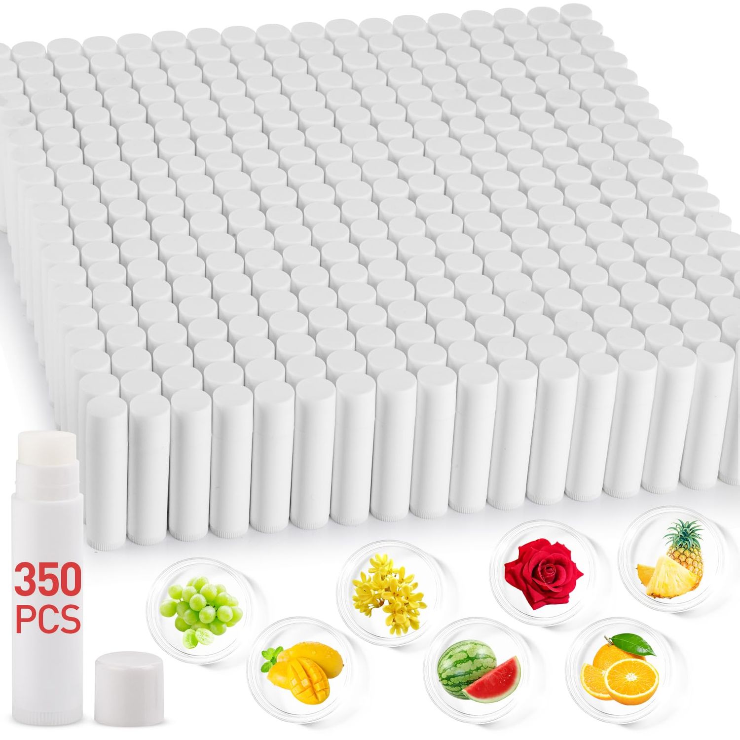 VISRIE Lip Balm Unlabeled 350 Pack, Natural Lip Balm Bulk Blank Tube, Personalized Lip Balm for Party Favors and Gift Basket Filling, Wedding or Baby Shower-7 Flavors