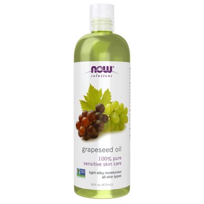 NOW Foods Solutions, Grapeseed Oil, Skin Care for Sensitive Skin, Light Silky Moisturizer for All Skin Types, 16-Ounce