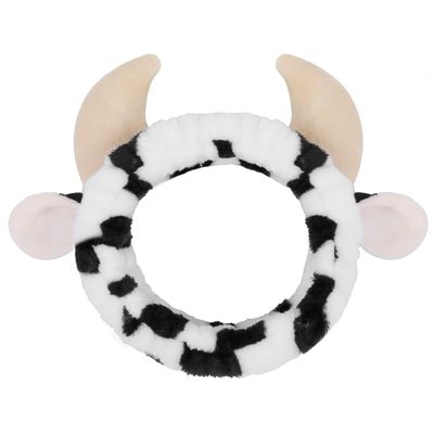 Huachi Cow Hairband for Washing Face, Soft Microfiber Spa Headband for Women &amp; Girls, Cute Animal Print, Facial Cleansing Head Wraps, Perfect for Skincare, Makeup, Pajama Parties, Stocking Stuffers