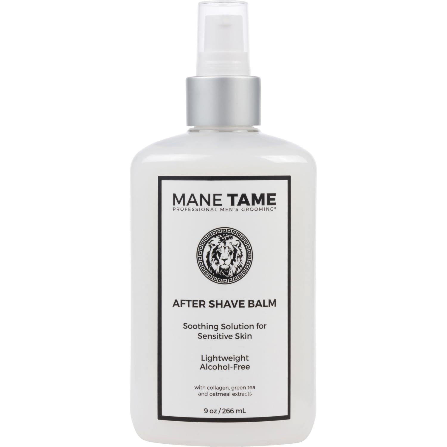 MANE TAME Profession Mens Grooming After Shave Balm - Post Shave Balm with Collagen, Green Tea, &amp; Oatmeal Extract - Hydration &amp; Protection from Shaving Irritation &amp; Dryness, 9 oz.