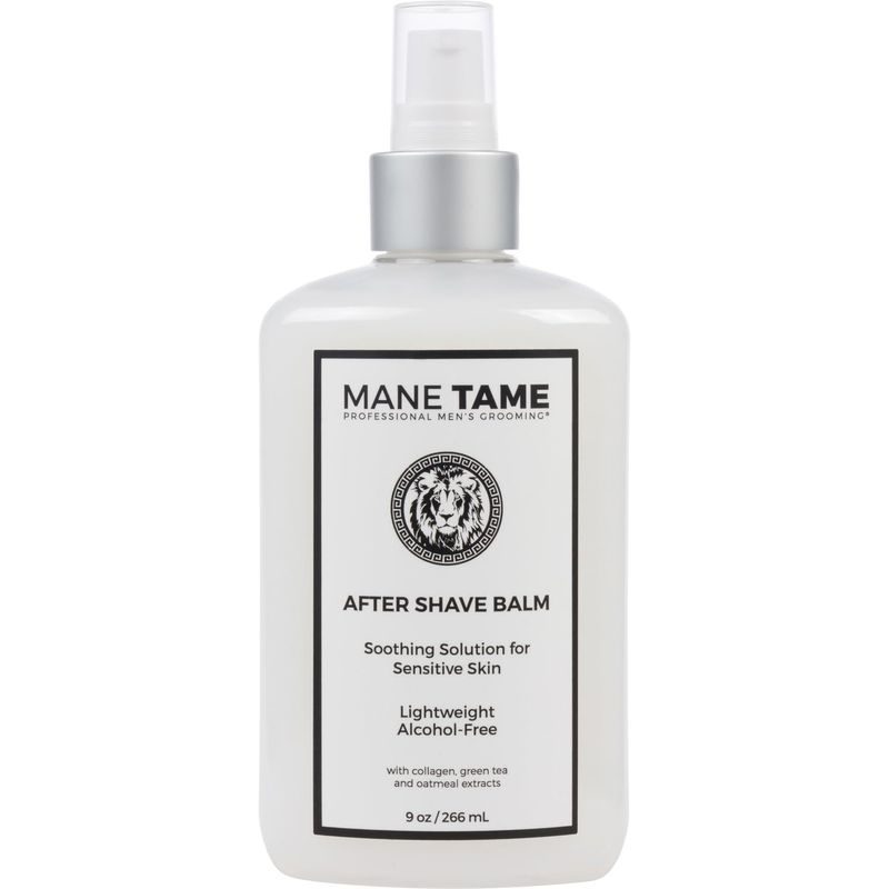 MANE TAME Profession Mens Grooming After Shave Balm - Post Shave Balm with Collagen, Green Tea, &amp; Oatmeal Extract - Hydration &amp; Protection from Shaving Irritation &amp; Dryness, 9 oz.