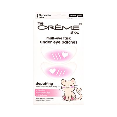 The Crme Shop Mult-Eye Task Under Eye Patches | Under Eye Patches for Puffy Eyes | Korean Skin Care | Vitamin C, Hyaluronic Acid, Strawberry - Anime Glow (3 Pack)