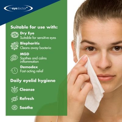 The Eye Doctor Tea Tree Oil Eyelid Wipes x20- - Eyelid Wipes For Blepharitis, MGD, Dry Eye &amp; Demodex - Eyelid Cleanser - Lid Scrub For Eyes - Eyelid Scrub
