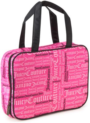 Juicy Couture Women&#39;s Cosmetics Bag - Hanging Travel Makeup and Toiletries Weekender Bag, Size One Size, Fuchsia/Black