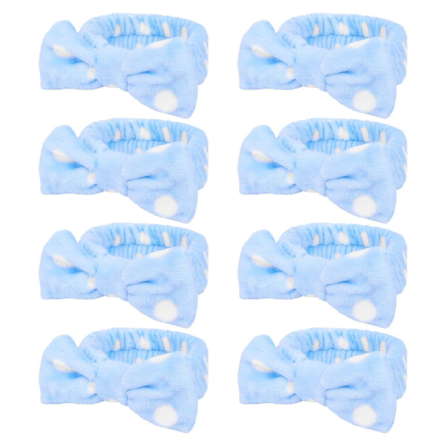 Semato Bachelorette Party Favor Set Bride Spa Headband Bride Headband and Bridesmaid Headband Skincare Headbands for Women Cute Bow Head Bands Party Supplies (blue dot)