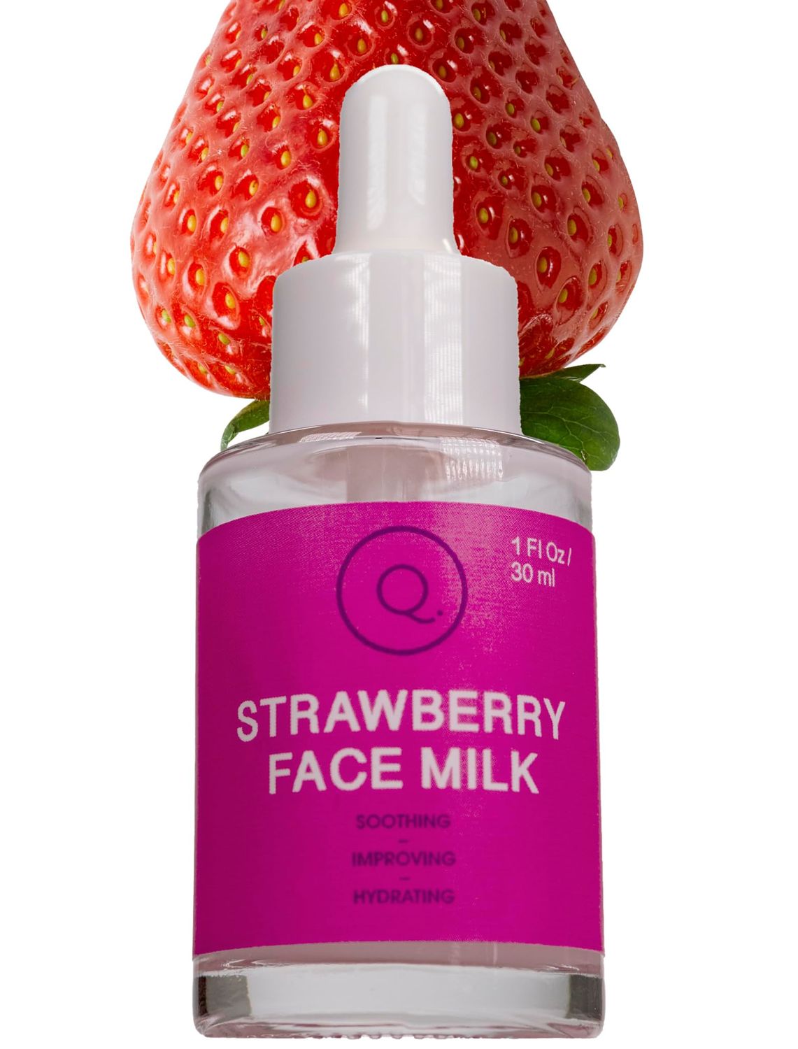 Hydrating Strawberry Face Milk Serum with Squalane and Hyaluronic Acid, 1 Fl Oz / 30 ml