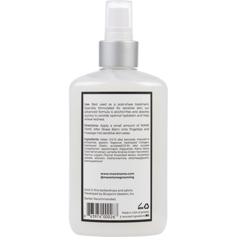 MANE TAME Profession Mens Grooming After Shave Balm - Post Shave Balm with Collagen, Green Tea, &amp; Oatmeal Extract - Hydration &amp; Protection from Shaving Irritation &amp; Dryness, 9 oz.