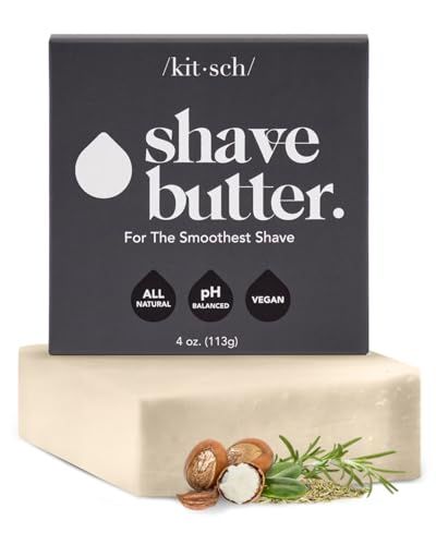 Kitsch Smooth Shave Butter for Men - Hydrating Shave Bar for Sensitive Skin | Paraben-Free &amp; Sulfate-Free Shaving Bar | Shaving Bar for Soft, Smooth Skin | Eco-Friendly Shave Bar - 4 oz