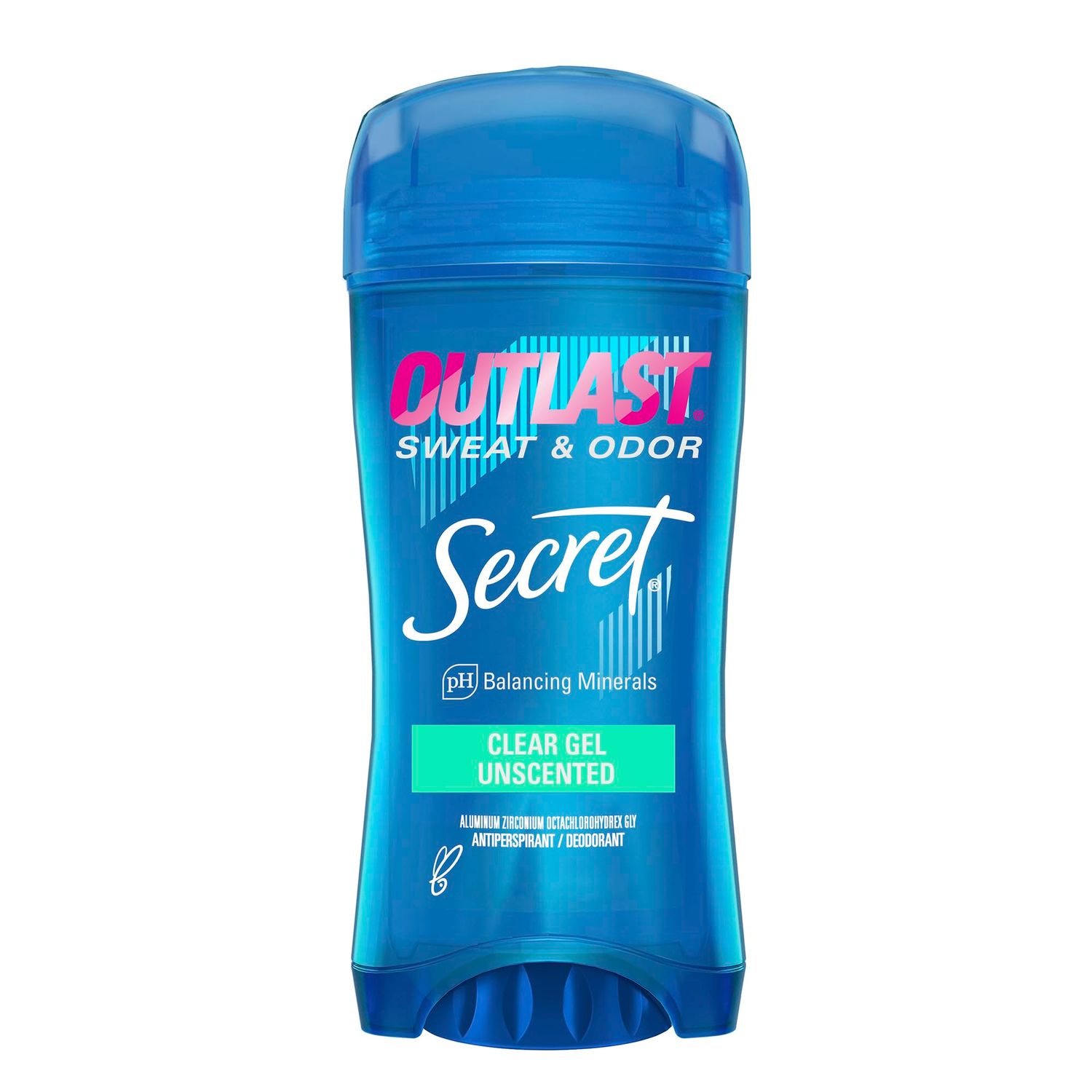 Secret Outlast Antiperspirant Deodorant for Women, Sweat &amp; Odor Protection, PH Balancing Minerals, Clear Gel, Unscented, 2.6 oz