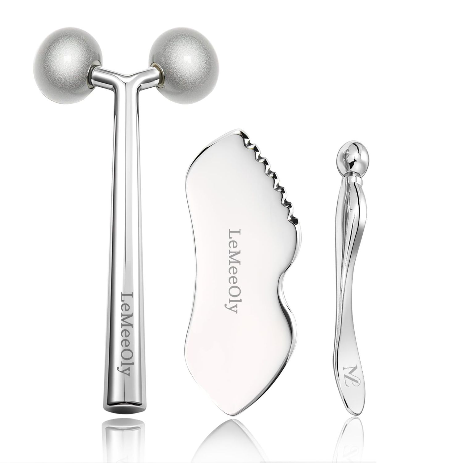 LeMeeOly Face Roller Massager Skin &amp; Gua Sha Facial Tools Stainless Steel, Facial Massage Skin Carefor Face Neck Body, Reduce Puffiness Remove Wrinkles, Christmas Gift for Women