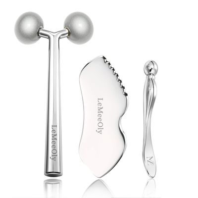 LeMeeOly Face Roller Massager Skin &amp; Gua Sha Facial Tools Stainless Steel, Facial Massage Skin Carefor Face Neck Body, Reduce Puffiness Remove Wrinkles, Christmas Gift for Women