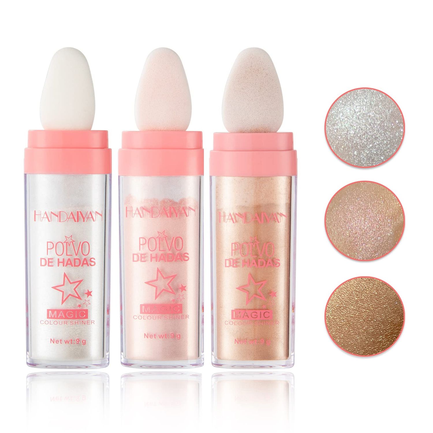 XINGXYUEL 3PCS Polvo De Hadas Highlighter Glitter Stick Body Glitter Shimmer Face Brightening Highlighter Contour Powder Makeup Stick Face Fairy Glitter Highlighter Makeup-White,Pink,Golden brown