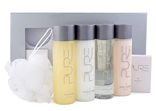 Pure by Gloss Gift Set - Fresh Lemon Scent - for All Hair and Skin Types - With Shampoo [8.5oz], Conditioner [8.5oz], Body Wash [8.5oz], Body Lotion [8.5oz], Body Bar [4oz], &amp; Loofah - Cruelty Free