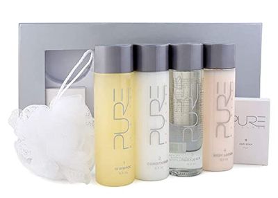 Pure by Gloss Gift Set - Fresh Lemon Scent - for All Hair and Skin Types - With Shampoo [8.5oz], Conditioner [8.5oz], Body Wash [8.5oz], Body Lotion [8.5oz], Body Bar [4oz], &amp; Loofah - Cruelty Free