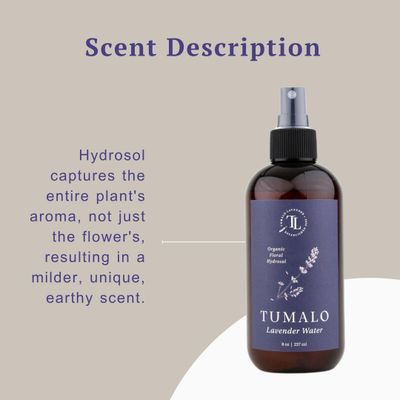 Tumalo Lavender Hydrosol - Certified 100% Pure Organic Lavender Floral Water Hydrosol, Facial Toner, Aromatherapy, Skincare Set, Body Mist, Room &amp; Linen Spray - Made in USA - 8 oz