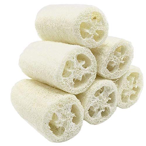 MAYMIIHome 100% Large (5&quot; Length) Nature 6 Pack of Organic Loofahs Loofah Spa Exfoliating Scrubber Natural Luffa Body Wash Sponge Remove Dead Skin Made Soap