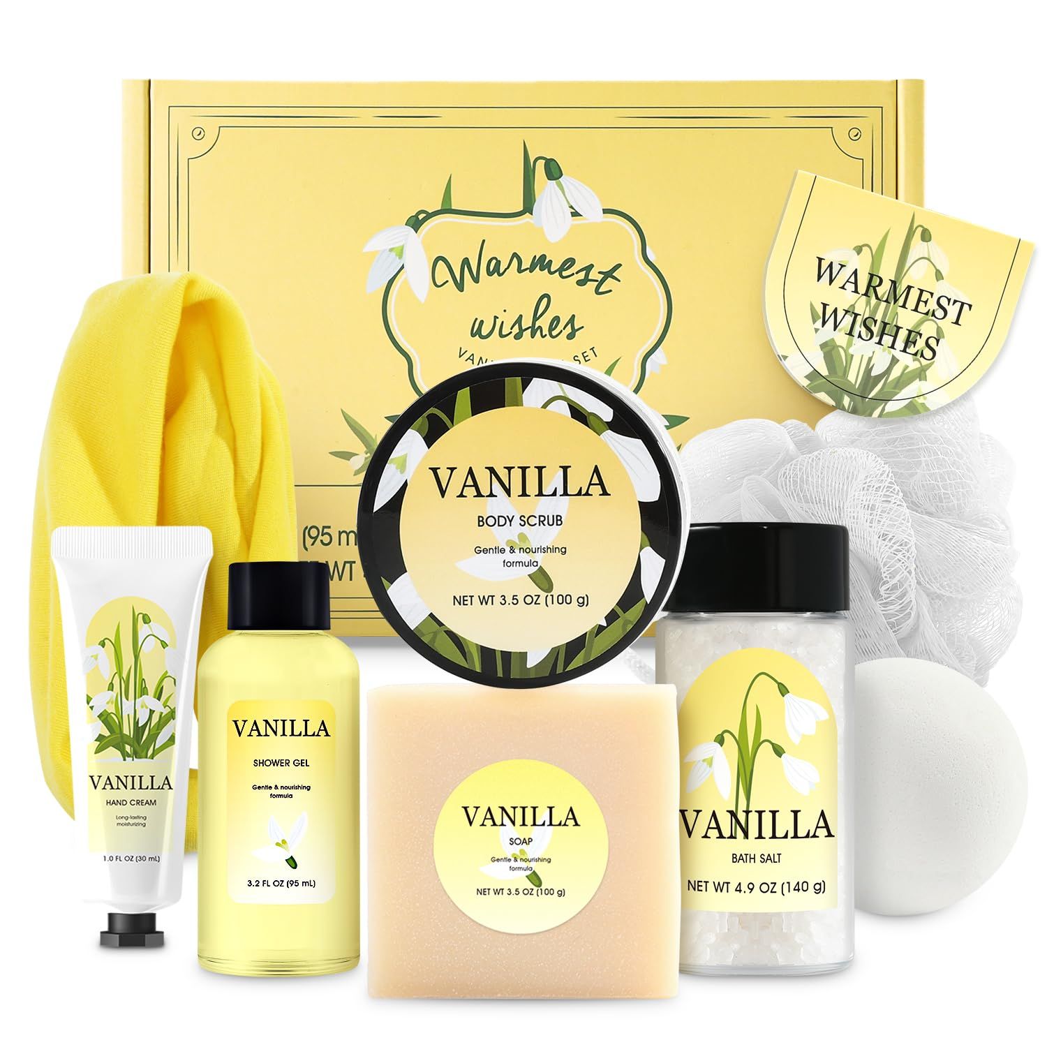 Spa Gift Baskets for Women Muse Lagoon Bath Set 8Pcs Vanilla Skincare Gift Set, Bath Gifts For Women Includes Hand Cream Body Scrub Soap, Bath Sets For Women Gift, Womens Gifts for Christmas