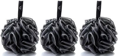 Premium Charcoal Loofah Set - Bath Sponge 50g Bundle for Deep Cleansing and Exfoliation - Natural Bamboo Charcoal Infused - Shower Essential for Smooth and Healthy Skin - by MZA Body Store (3 Pack)