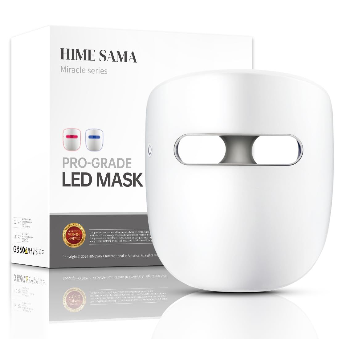 HIME SAMA Led Face Mask, Red Light Mask for Face, FSA/HSA Eligible, Infrared, Red &amp; Blue Light Mask for Skin Care, Wrinkle Reduction, Wireless Face Mask. (Miracle STAR RB-010)