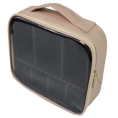kamumanni Cosmetic Case, Travel Makeup Case with Handle, Transparent Makeup Case, Portable Makeup Bag for Cosmetics/Skincare Products/Toiletries (Peachy Apricot)