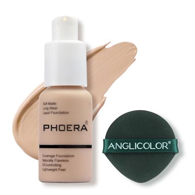 PHOERA Foundation Makeup, Flawless Soft Matte Oil Control Liquid Foundation, Full Coverage Mattle Oil-Control Concealer for Older Women, Great Choice For Gift (#102 Nude)