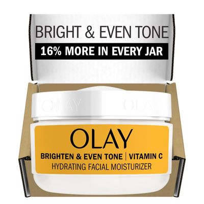Olay Bright &amp; Even Vitamin C with Lactic Acid Face Moisturizer, 2 oz Lightweight Brightening Face Cream for Uneven Skin Tone, Recyclable Eco Jar Packaging, Value Size