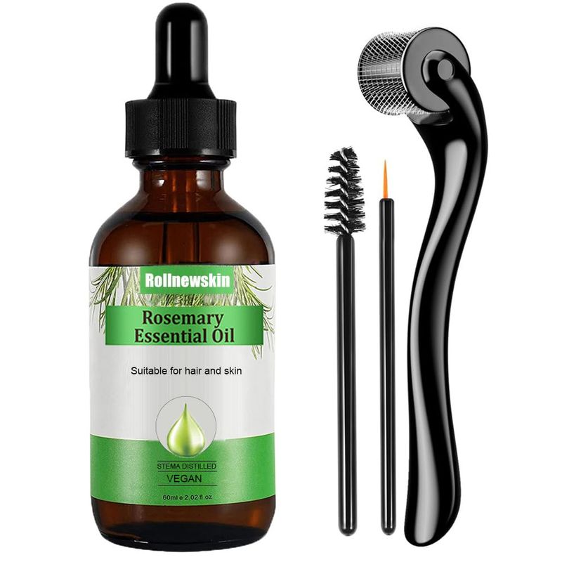 Rollnewskin Rosemary Oil for Hair Growth, Beard, Eyelash Nourishment, and Skin Care - Natural Essential with Aromatic Experience(2.02 Fl Oz)