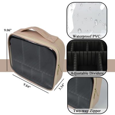 kamumanni Cosmetic Case, Travel Makeup Case with Handle, Transparent Makeup Case, Portable Makeup Bag for Cosmetics/Skincare Products/Toiletries (Peachy Apricot)