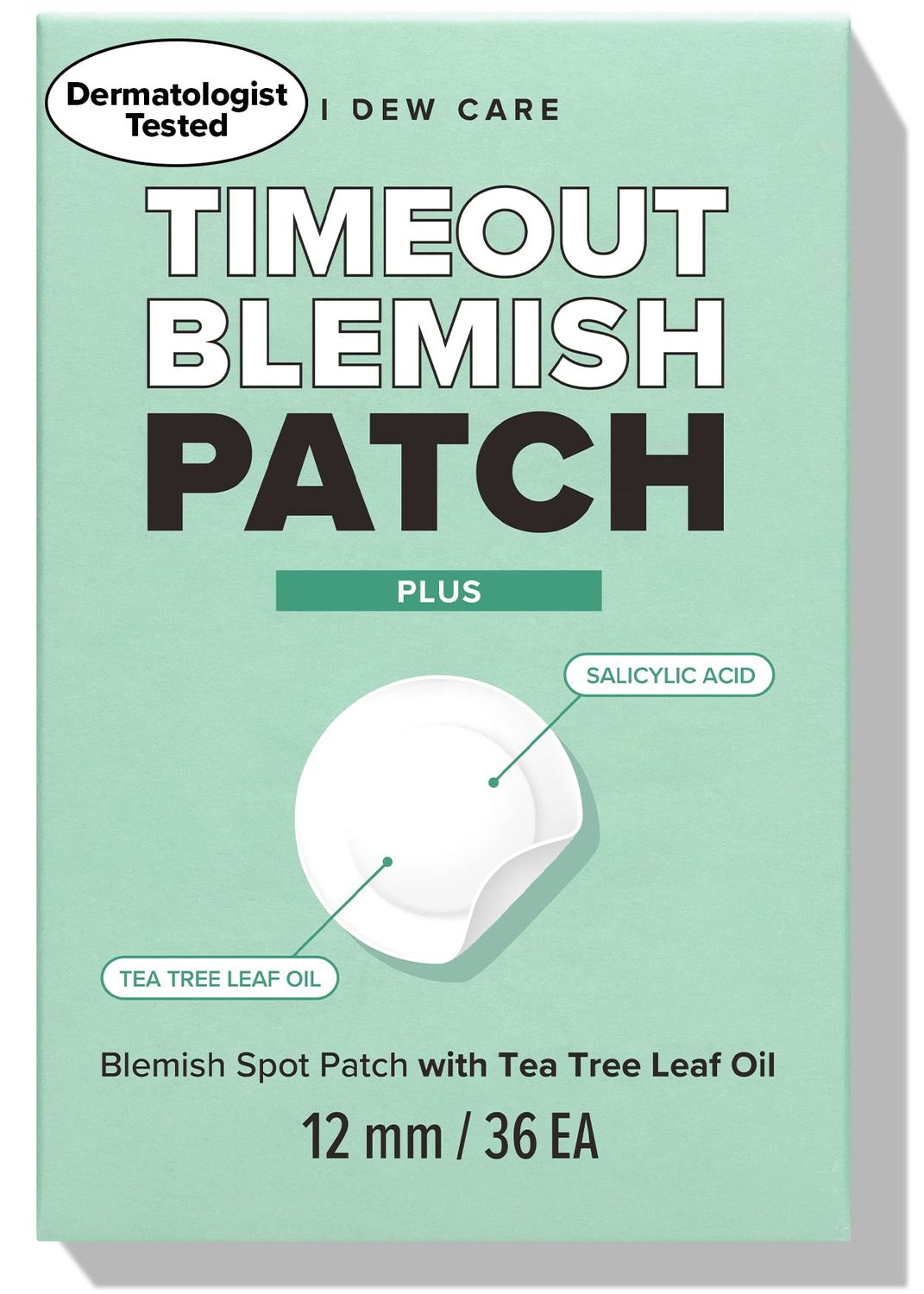 I DEW CARE Hydrocolloid Acne Pimple Patch - Timeout Blemish Plus | Korean zit dark spot patches for face and skin, large, 36 Count (12mm), Facial Stickers, Pus absorbing with Tea Tree Leaf Oil
