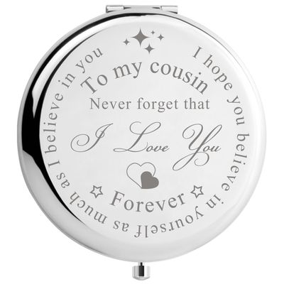 Peayale Cousin Gifts for Women Christmas Birthday Compact Makeup Mirror, Unique Gifts for Cousin Sister Makeup Mirror (I Love You Cousin)