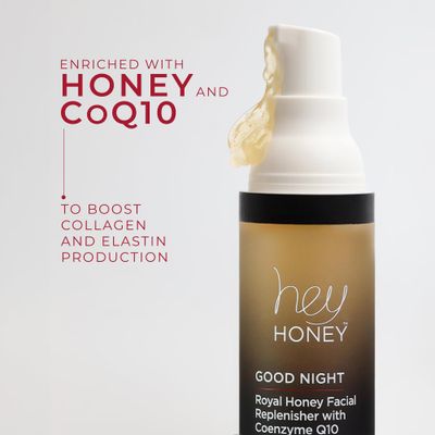 Hey Honey Skincare Good Night Moisturizer For Face Royal Honey Facial Replenisher with Coenzyme Q10 | A Lavish Night Time Repair Designed To Improve Moisture Retention | 1 Oz