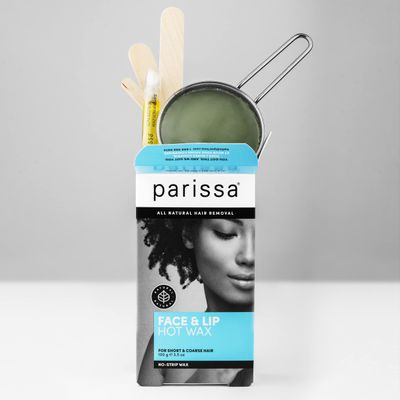 Parissa No-Strip Face &amp; Lip Hot Wax Kit for Short &amp; Coarse Hair Removal At-Home Waxing Kit on Face, Chin, and Upper Lip, Blue