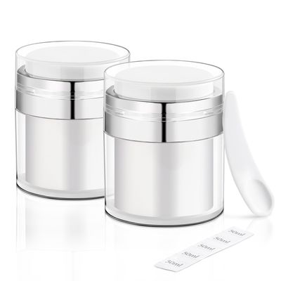 YOCASII 2PCS Airless Pump Jars, 1.7 Oz Airless Pump Bottles, Acrylic Moisturizer Container with Pump, Empty Airless Cosmetic Container Lotion Pump Skincare Cream Bottles Travel Lotion Container