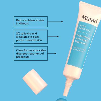 Murad Rapid Relief Acne Spot Treatment - Acne Control Max Strength 2% Salicylic Acid Invisible Gel Spot Solution for Fast Acne Relief - Reduces Blemish Size and Redness Within 4 Hours, 0.5 Oz