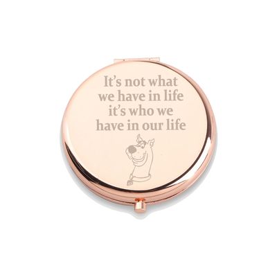 WUSUANED Scooby Dog Makeup Mirror Its Not What We Have in Life Its Who We Have in Our Life Jewelry Scooby Lover Gift Scooby Mom Gift (Scooby Dog Mirror)