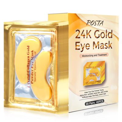 POSTA 24K Gold Eye Mask, 20 Pairs Eye Treatment Mask With Collagen, Under Eye Mask Treatment for Puffy Eyes, Dark Circles Corrector, Used for Eye Bags, Anti Aging Patches Luxury Gift for Women and Men